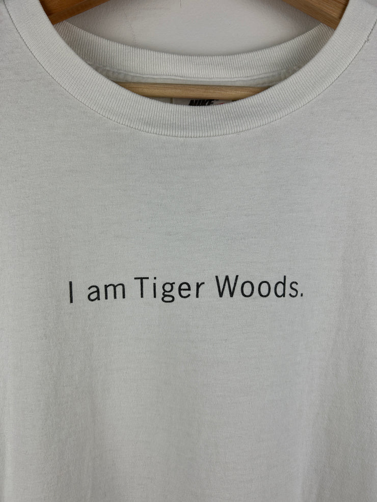 Vintage 90s Nike Golf I Am Tiger Woods White Tee