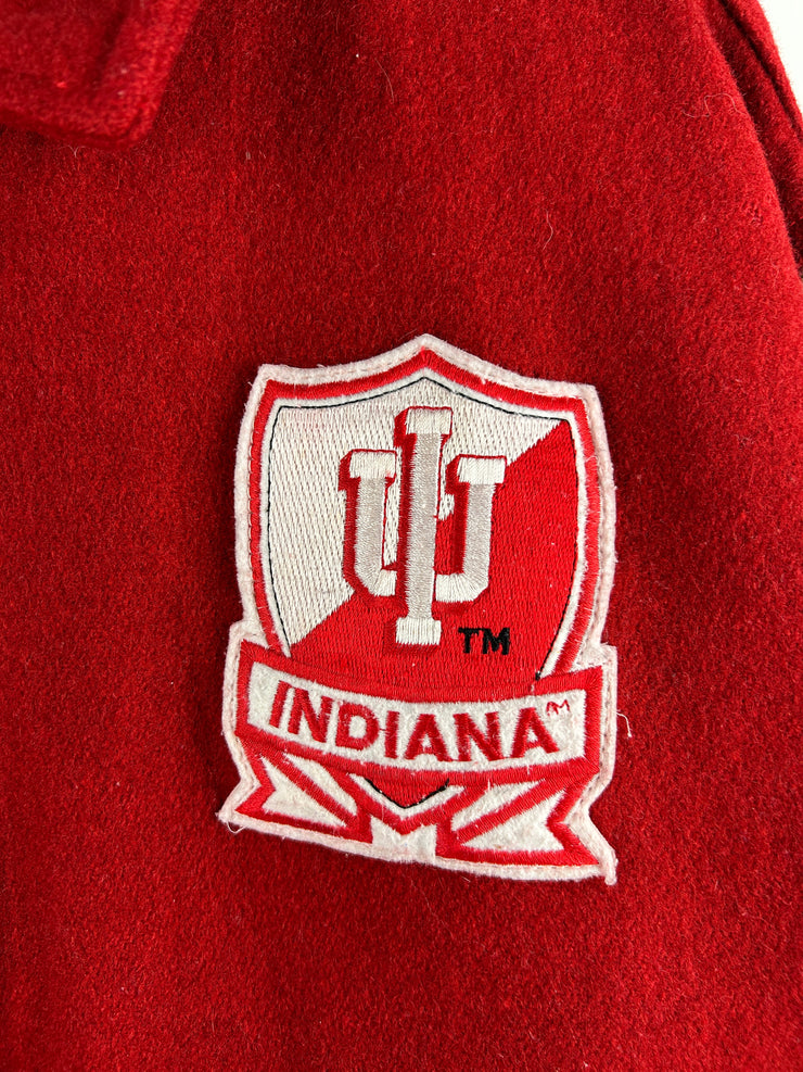 Vintage 90s Cooper Collegiate Indiana Hoosiers Red Wool Leather Varsity Jacket