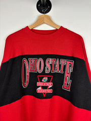 Vintage Ohio State Buckeyes Collegiate Red & Black Colour Block Crewneck