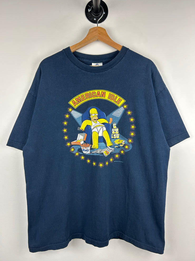 Vintage 2003 The Simpsons Homer American Idle Navy Tee