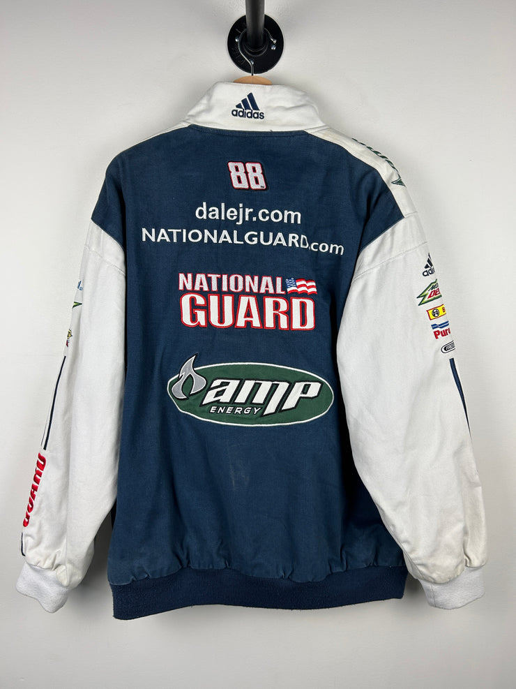 Vintage Nascar Chase Dale Jr National Guard Navy & White Racing Jacket