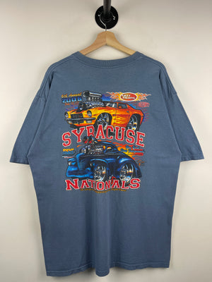 Vintage Syracuse Nationals Hot Rods Cars Blue Tee