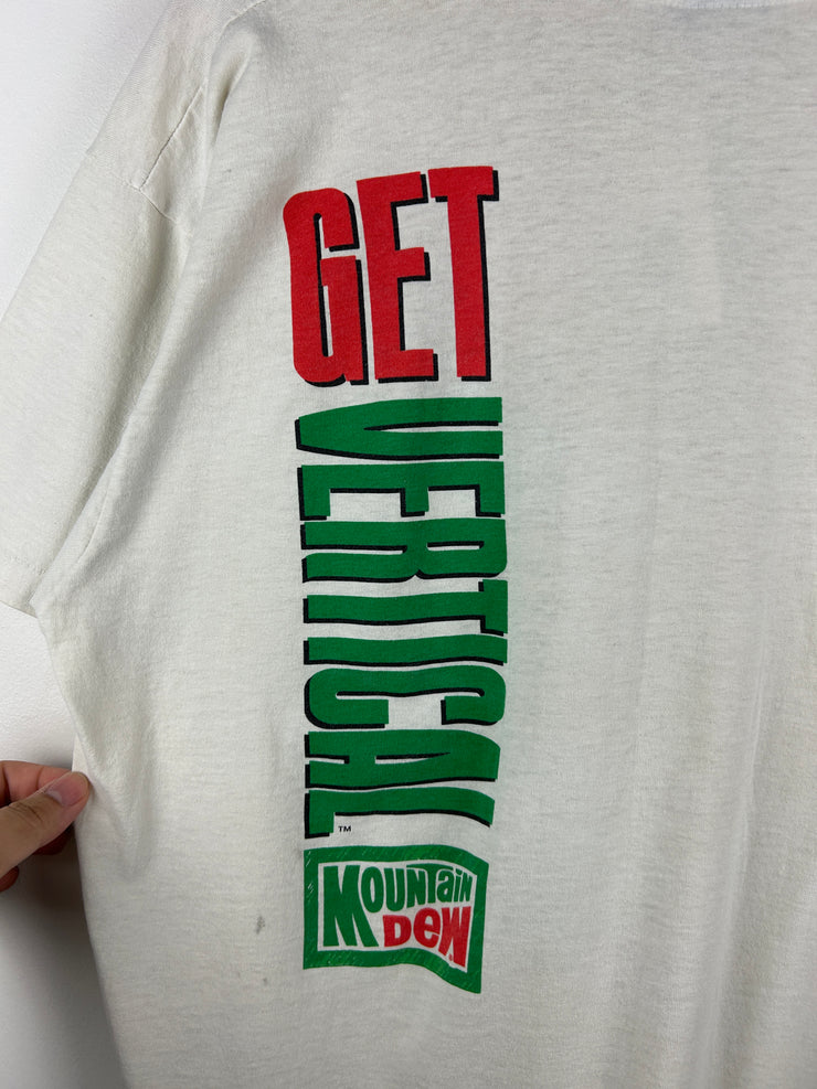 Vintage 90s Mountain Dew Get Vertical White Tee
