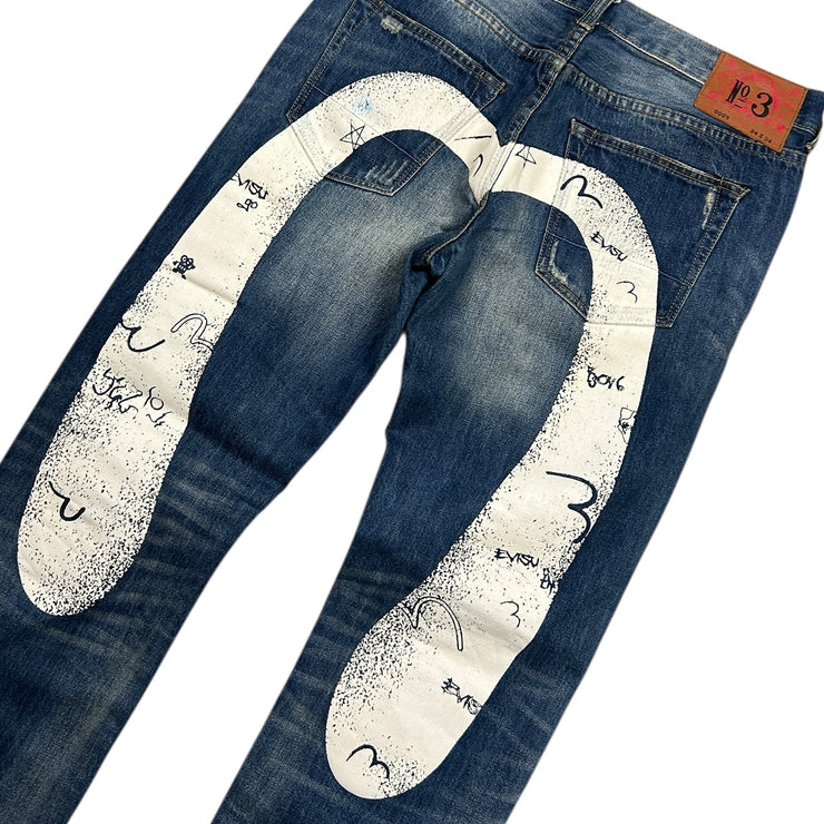 Evisu No.3 Daicock Logos Blue Denim Jeans