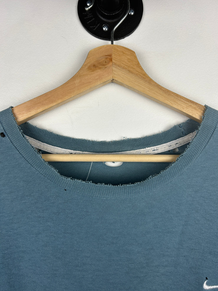 Vintage Nike Mini Swoosh Distressed Blue Tee