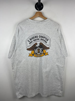 Vintage 90s Harley Davidson Owners Group Indiana Grey Tee