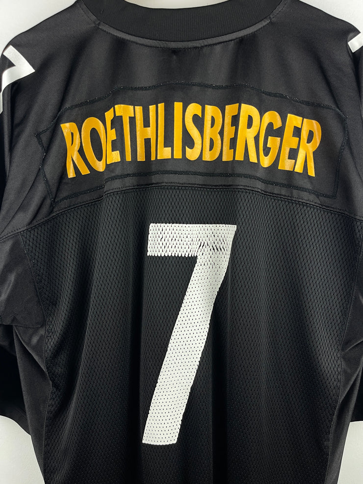 Vintage NFL Reebok Pittsburgh Steelers Roethlisberger Black Football Jersey