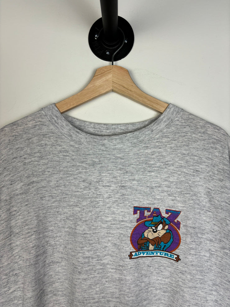 Vintage 1995 Looney Tunes Taz Adventures Grey Tee