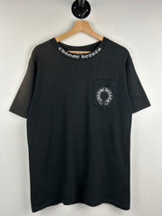 Chrome Hearts Floral Cross Neck Spellout Malibu Black Tee