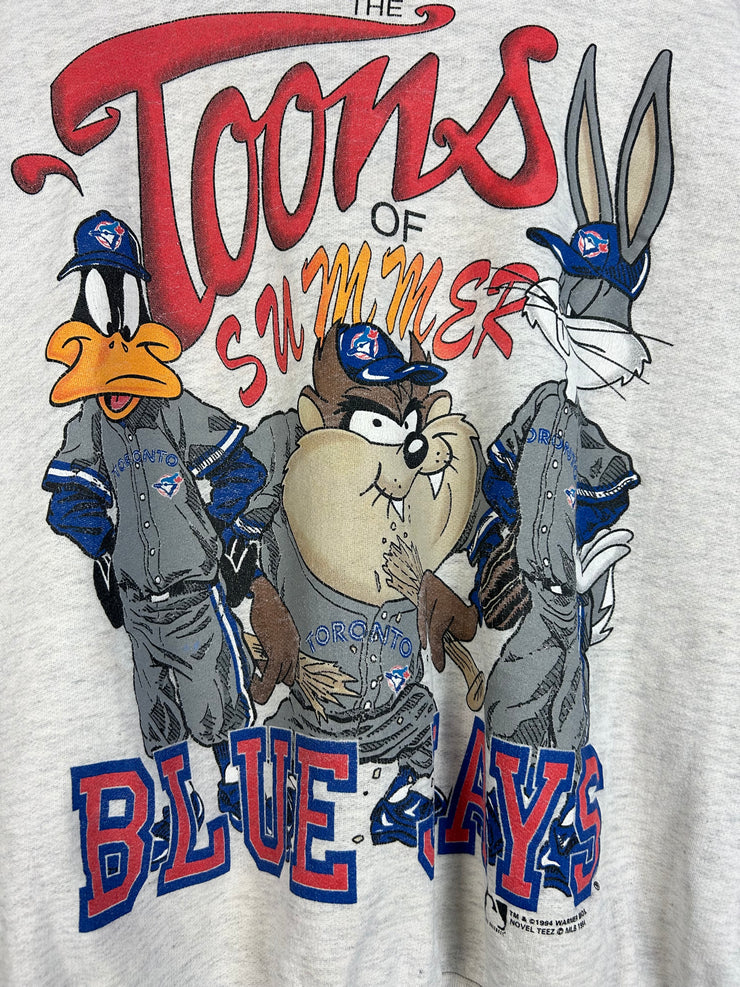 Vintage 1994 Toronto Blue Jays Looney Tunes Grey Crewneck