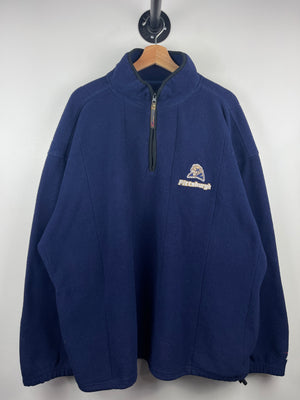 Vintage 90s Pro Player Pittsburgh Panthers Navy Quarter Zip Fleece Sweater