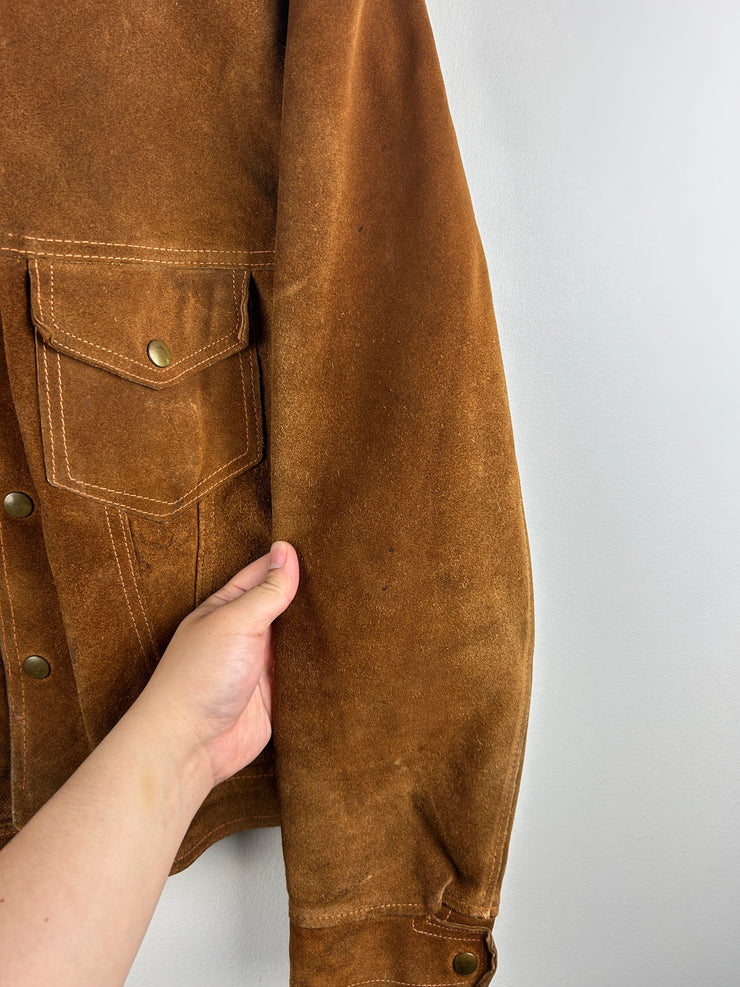 Vintage 60s Suede Brown Button Up True Vintage Jacket