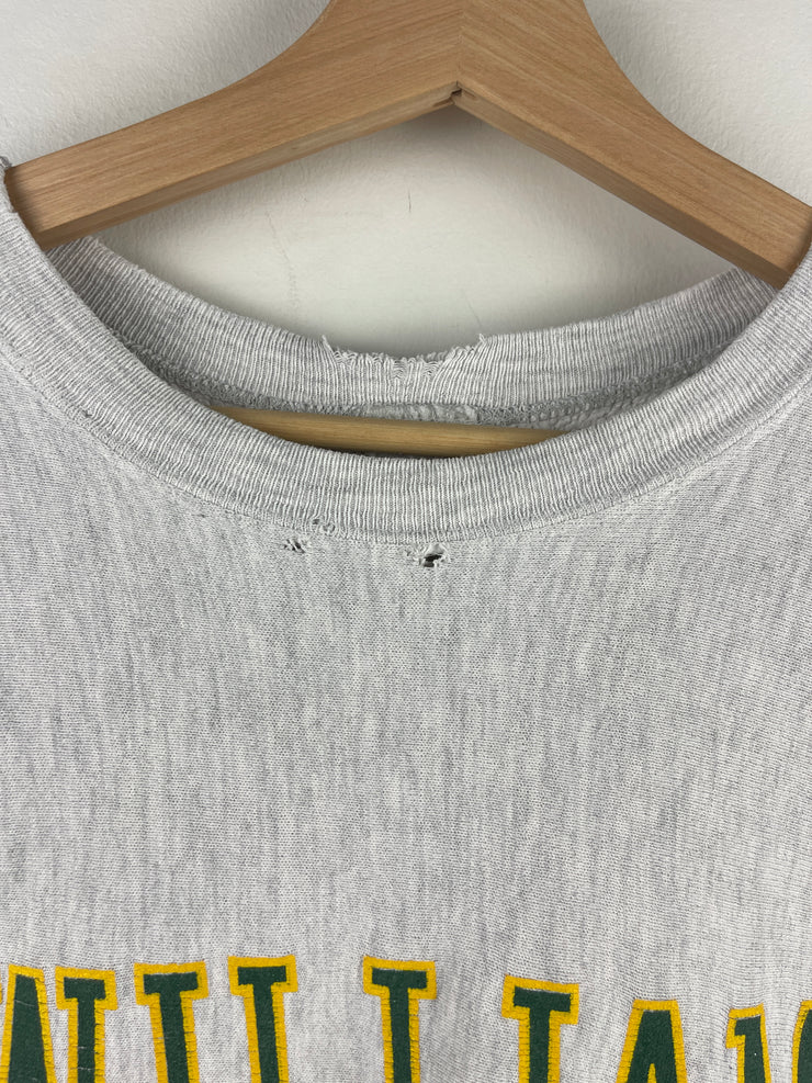 Vintage 90s Champion Reverse Weave William & Mary Grey Crewneck