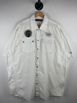 Vintage Y2K Coogi Embroidered White Short Sleeve Button Up Shirt