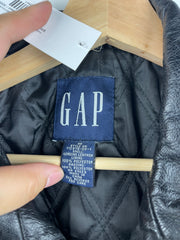 Vintage 90s Gap Cropped Straight Cut Black Leather Jacket