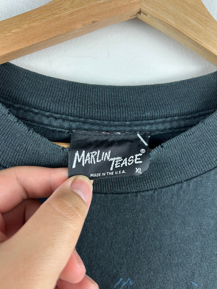 Vintage 90s Marlin Tease Pig Black Tee