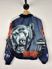 Vintage 90s NFL Chalk Line Chicago Bears Fanimation Satin Bomber Jacket