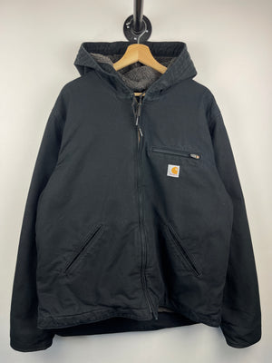 Vintage Carhartt Detroit Sherpa Lined Black Hooded Work Jacket