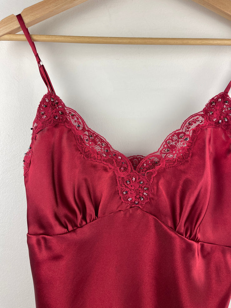 Vintage Poet Women’s Red Beaded Satin Camisole