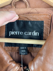 Vintage 90s Pierre Cardin Brown Leather Bomber Jacket