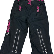 Vintage Tripp NYC Black & Hot Pink Plaid Flared Bondage Rave Women's Pants
