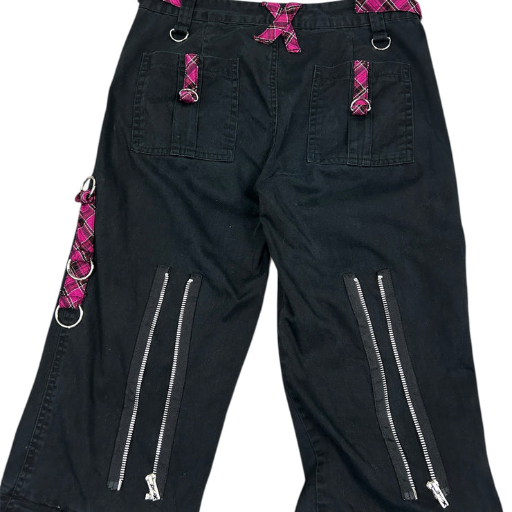 Vintage Tripp NYC Black & Hot Pink Plaid Flared Bondage Rave Women&