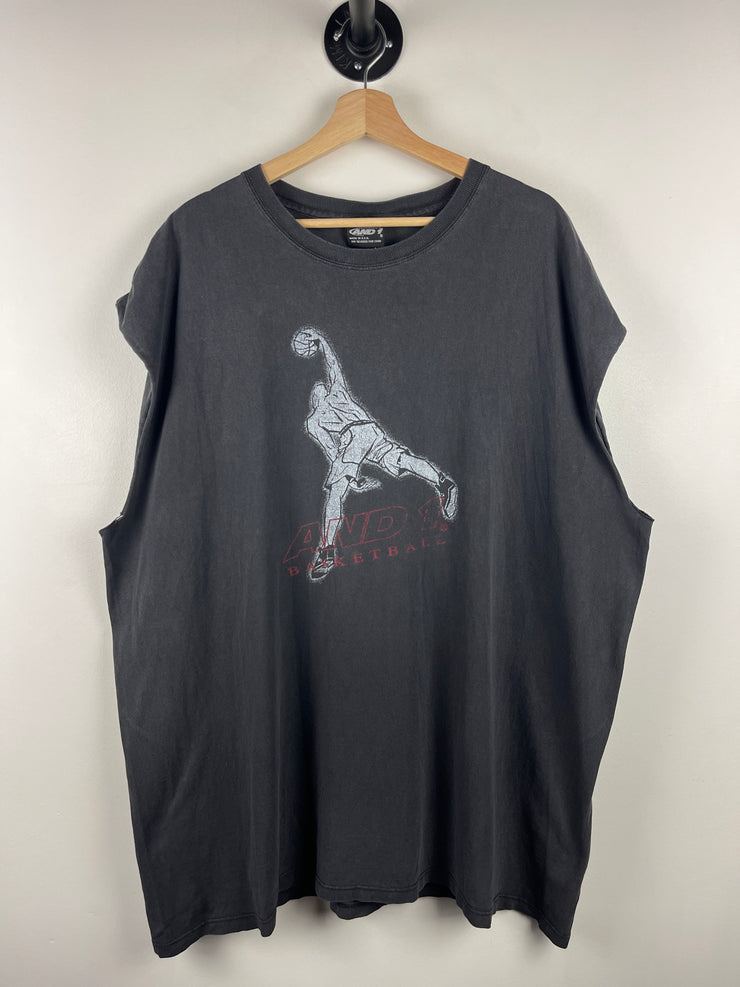 Vintage 90s And1 Basketball Black Cut Off Tank Top