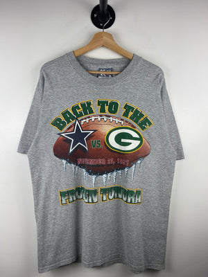 Vintage 90s NFL Lee Sport Green Bay Packers VS Dallas Cowboys Grey Tee