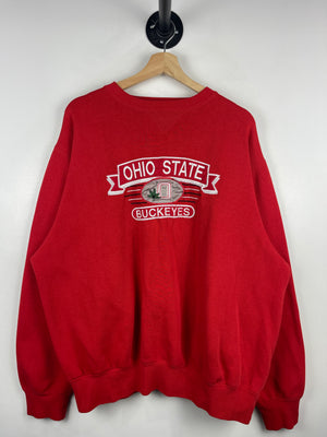 Vintage 90s Ohio State Buckeyes Embroidered Red Crewneck