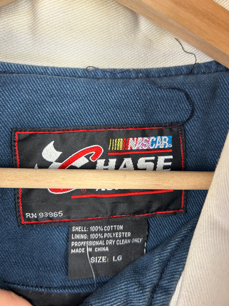 Vintage Nascar Chase Dale Jr National Guard Navy & White Racing Jacket