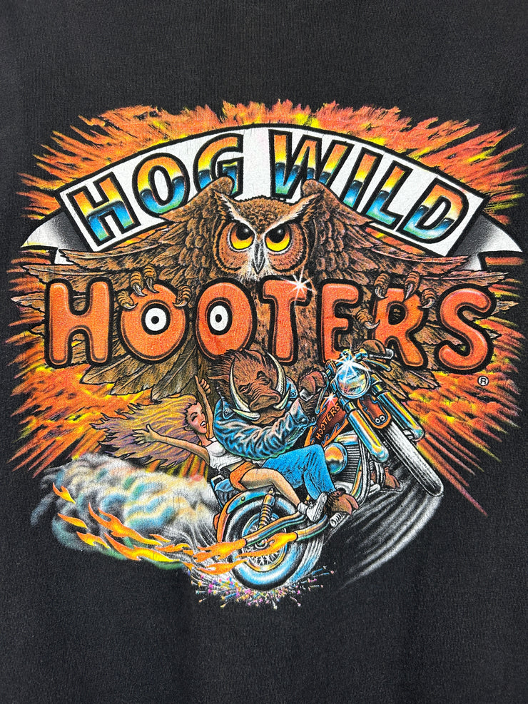 Vintage 90s Hooters Princeton Hog Wild Black Tee