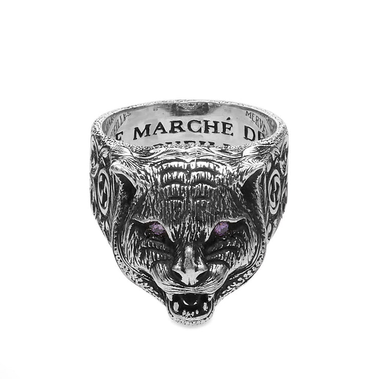 Gucci Garden Feline Head Silver Ring