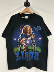 Vintage 90's Detroit Lions Black Liquid Blue Tee