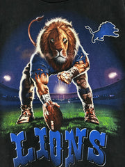 Vintage 90's Detroit Lions Black Liquid Blue Tee