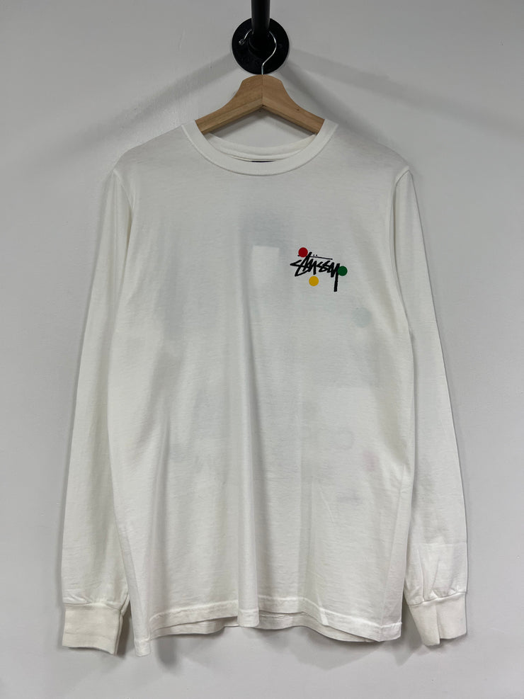 Stussy Dot Collage White Long Sleeve