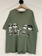 Vintage 90's Peanuts Snoopy Wrap Around Sage Green Tee