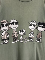 Vintage 90's Peanuts Snoopy Wrap Around Sage Green Tee