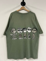 Vintage 90's Peanuts Snoopy Wrap Around Sage Green Tee