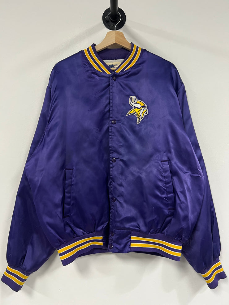 Vintage Chalk Line Vikings Satin Bomber Jacket