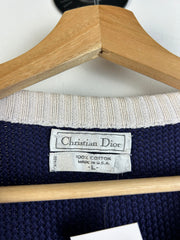 Vintage 90's Christian Dior Navy Knit Sweater