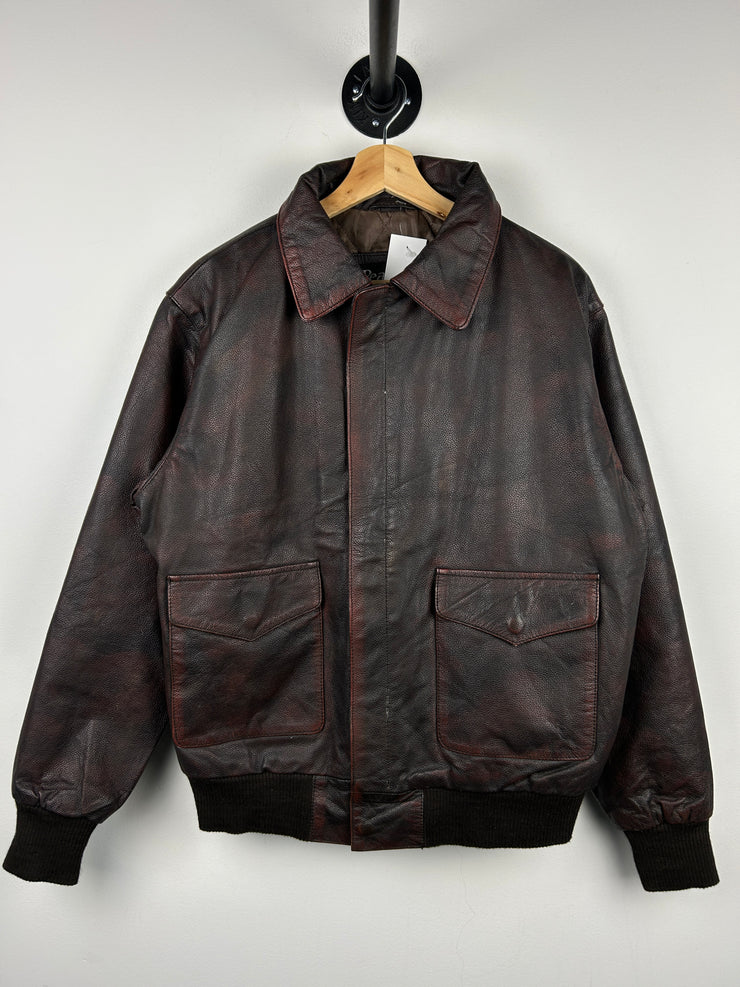 Vintage 90s Real Leather Brown Cropped Leather Jacket