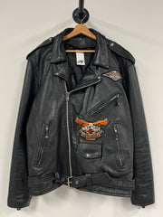 Vintage Harley Davidson Motorcycle Black Leather Jacket