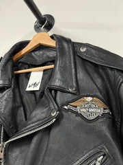 Vintage Harley Davidson Motorcycle Black Leather Jacket