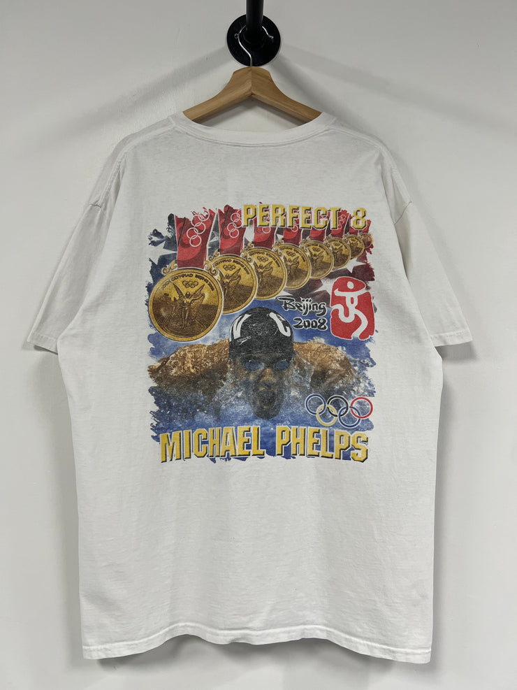 Vintage 2008 Michael Phelps Olympics Gold Medal Rap Tee