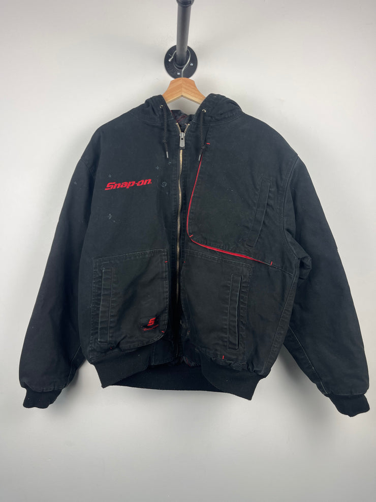 Vintage Snap On Black Hooded Work Jacket