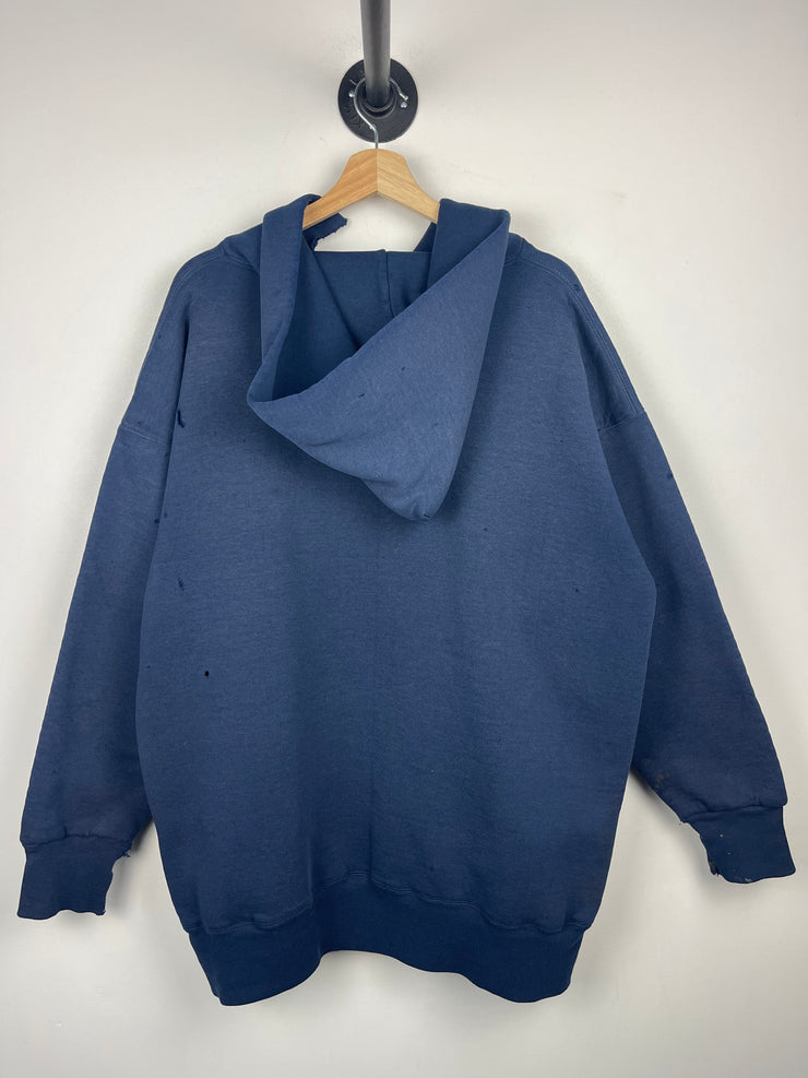Vintage 80s Russell Athletic Faded Navy Blank Double Face Heavyweight Hoodie