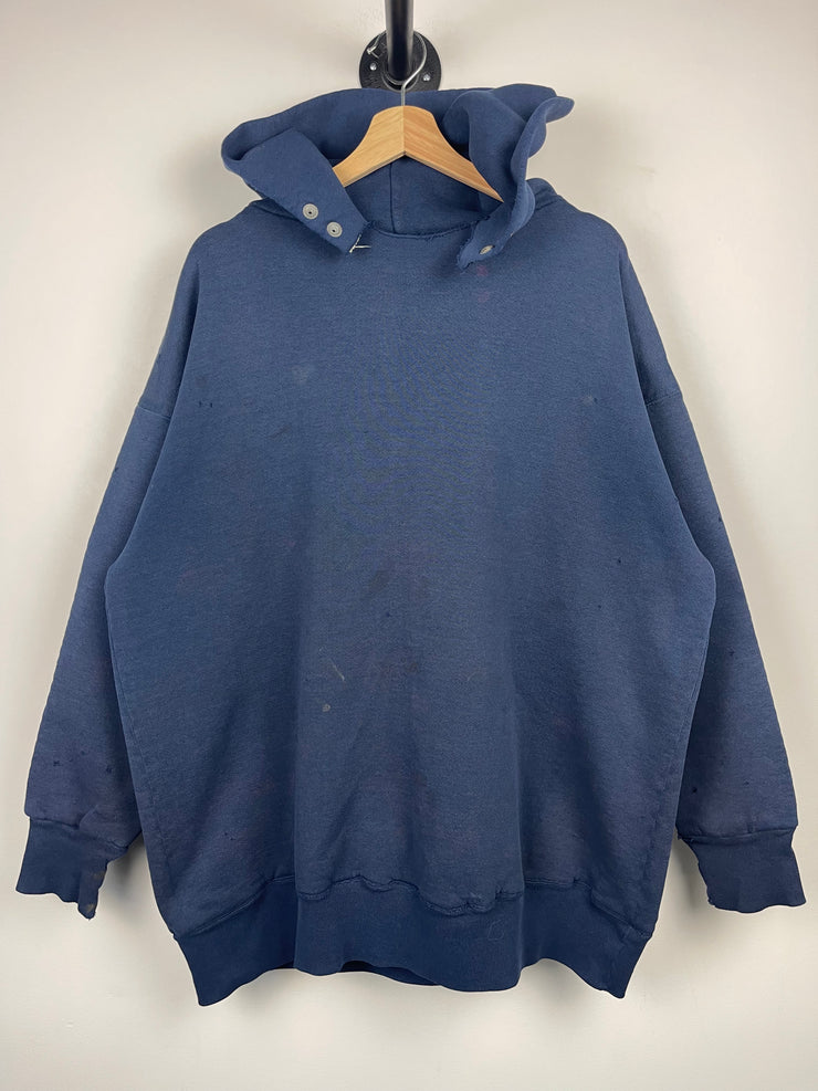Vintage 80s Russell Athletic Faded Navy Blank Double Face Heavyweight Hoodie