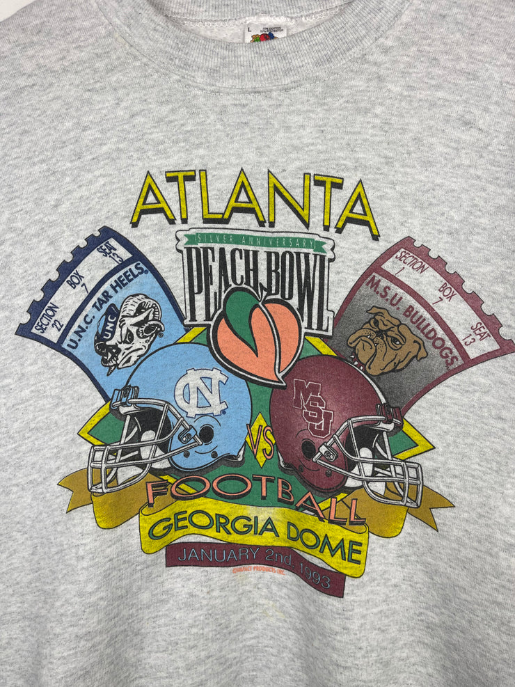 Vintage 90s North Carolina Tar Heels VS Mississippi State Bulldogs Football Grey Crewneck