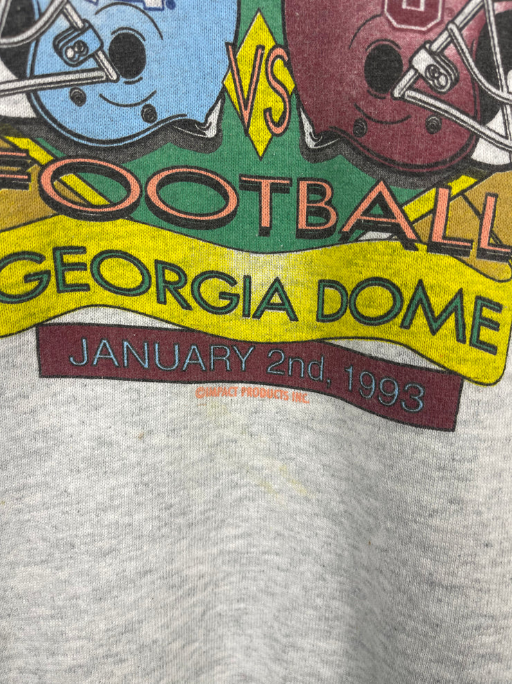 Vintage 90s North Carolina Tar Heels VS Mississippi State Bulldogs Football Grey Crewneck