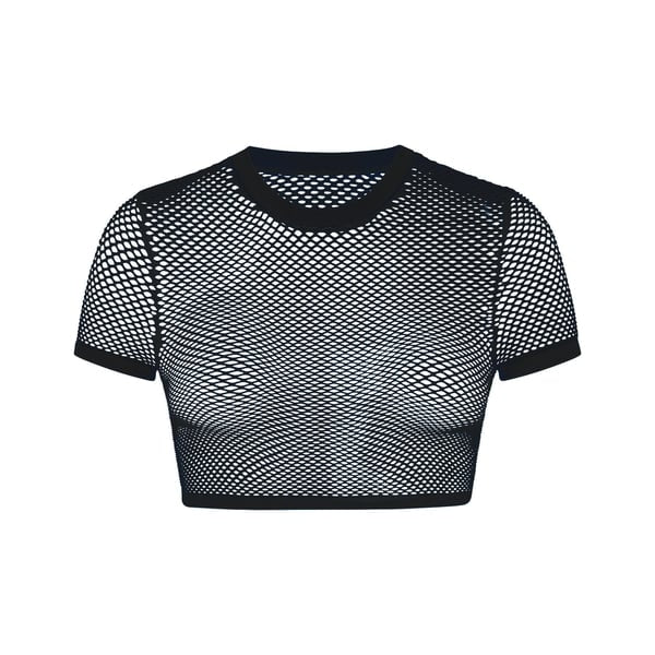 Skims Perforated Seamless Sculpt Super Cropped Onyx Tee